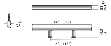 AHI SIG405-355 Contemporary Stainless Steel Door Pull Size