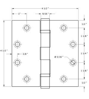 4-1/2 x 4-1/2 Stainless Steel Hinge Specifications