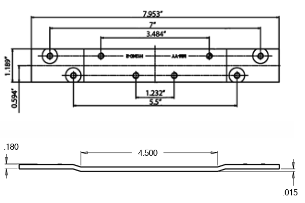 Global TH1100-RP124D-4ZCP 4.5 Inch Hinge Reinforcement plate size