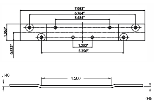 Global TH1100-RP124D-DZCP 4.5 Inch Hinge Reinforcement plate size