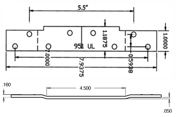 Global TH1100-RP951-TUL 4.5 Inch Hinge Reinforcement plate size