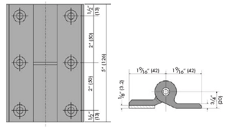 Global TH1100-HK1 hinge size diagram