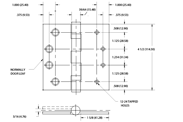 Bommer BB5050-454-G1 Slip In Hinge Dimensions
