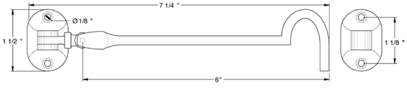 Deltana CHB6 Cabin Door Hook Size