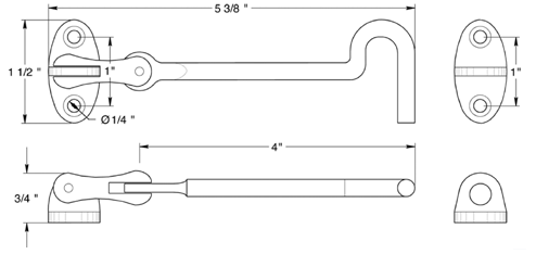 Deltana CHK4 Cabin Door Hook Size