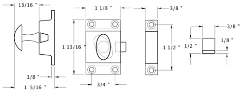 Deltana CL1532 Solid Brass Colonial  Style Cabinet Lock Specification