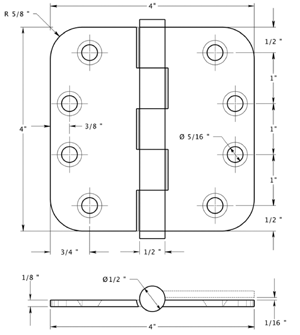 Deltana DSB4R5 Hinge Specifications