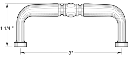Deltana PCT300 Decorative Cabinet Pull Size