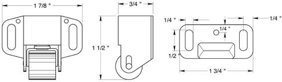 Deltana RCS338 Roller Catch Dimensions