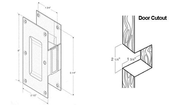 Deltana SDP60 Contemporary Pocket Door Passage Set Size