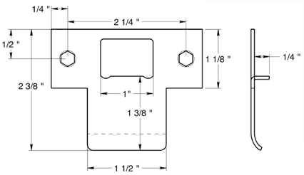 Extended Lip T Strike Plate Size