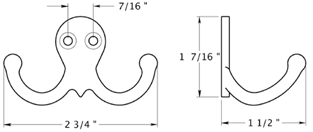 Deltana WDH15 Wall Hook Size