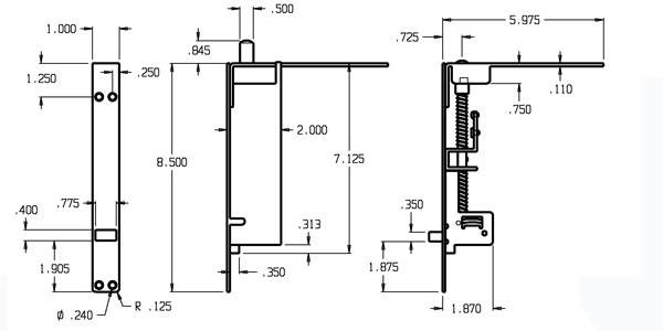 Don-Jo 1562 Wood Door Automatic Flush Bolts size