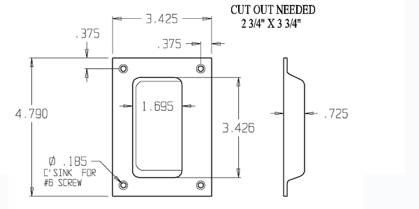 Don-Jo 1850 Stainless Flush Cup Pull  size