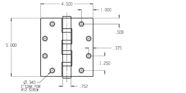 Don-Jo HWBB95045-630 hinge size