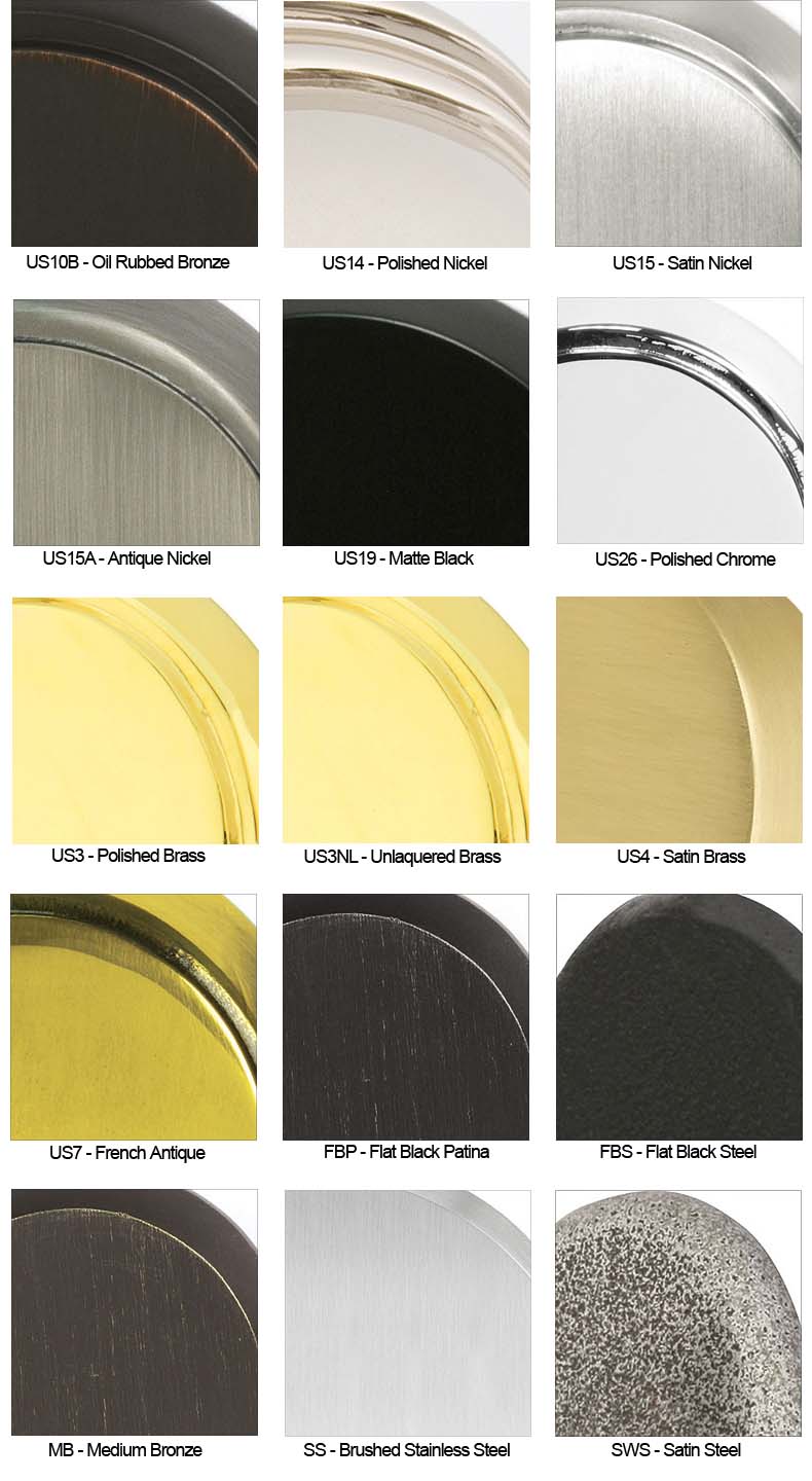Emtek door hardware finish color chart
