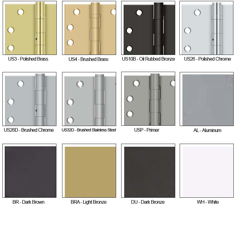 Global door controls finish color chart
