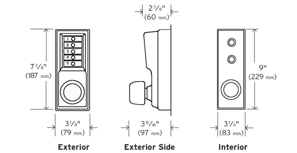 KABA Simplex 1011 dimensions