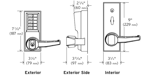 KABA Simplex L1021 dimensions