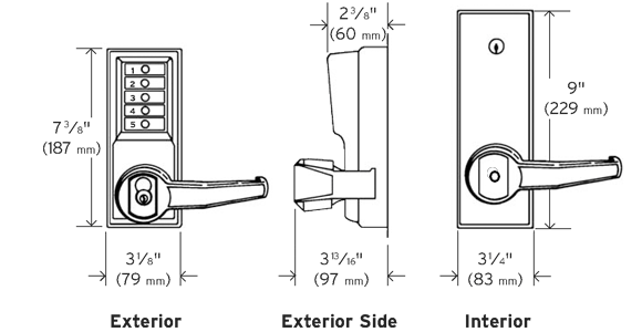 KABA Simplex L1076 dimensions