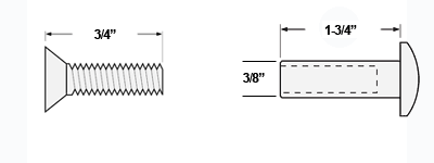 Door closer sex bolt dimensions – 3/4 inch screw, 1-3/4 inch barrel